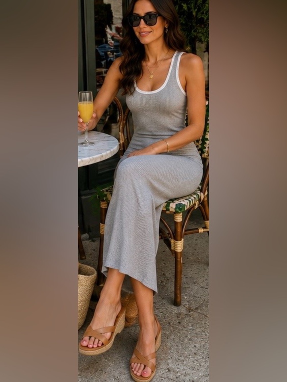 Caroline Constas Gray Sheath Maxi Dress Sleeveless EUC